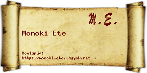 Monoki Ete névjegykártya